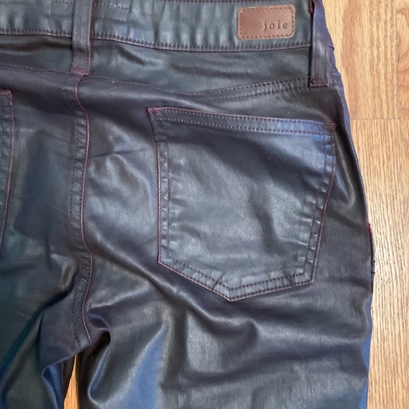 Joie Jeans, Park Skinny B, Wine, Leather Look, zip pockets and at leg hem, Sz 26 - Picture 11 of 14